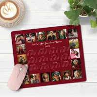 2025 Burgundy Red Multiple Photo Collage Calendar Mouse Pad