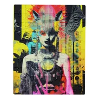 Fantasy Woman and Animals Colorful Collage Jigsaw Puzzle