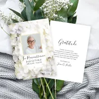 White Hydrangea Flower Watercolor Funeral Sympathy Thank You Card