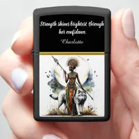 A warrior's journey with a loyal wolf companion zippo lighter