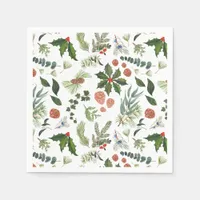 Classic Winter Woodland Watercolor Forest Holiday Napkins