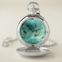 Turquoise Gemstone Image Pocket Silver Watch