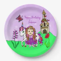 Personalized Princess and Unicorn Birthday Party Paper Plates