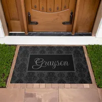 Elegant, Vintage, Victorian Damask Personalized Doormat