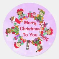 Little Whimsical Elves Festive Holiday Classic Round Sticker