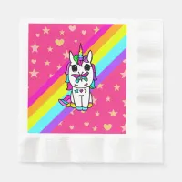 Unicorn with Butterfly on Nose rainbow Sprinkles Napkins