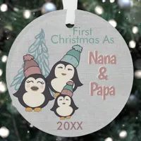 First Christmas as Nana & Papa Cute Penguin Family Ornament