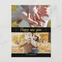 Script handwritten new years holiday postcard