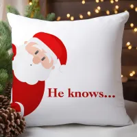 Santa Claus Peeking Holiday Design Throw Pillow