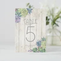 Succulents and Rustic Wood Table Numbers ID515