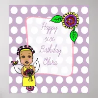 Cute African-American Fairy Girl Happy Birthday Poster
