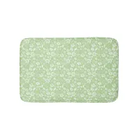 Girly Mint Green Tropical Flowers Spring Garden Bath Mat