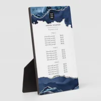 Navy and Silver Agate Pricing and Services Plaque