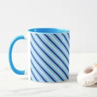 Diagonal Pinstripes Navy Blue And Turquoise Mug