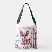 Pink Reindeer with Sunglasses Christmas Tote Bag