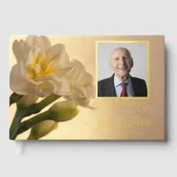 Painted Fall Leaves Celebration of Life Memorial Foil Guest Book