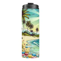 Pretty Comic Book Style Tropical Paradise Thermal Tumbler