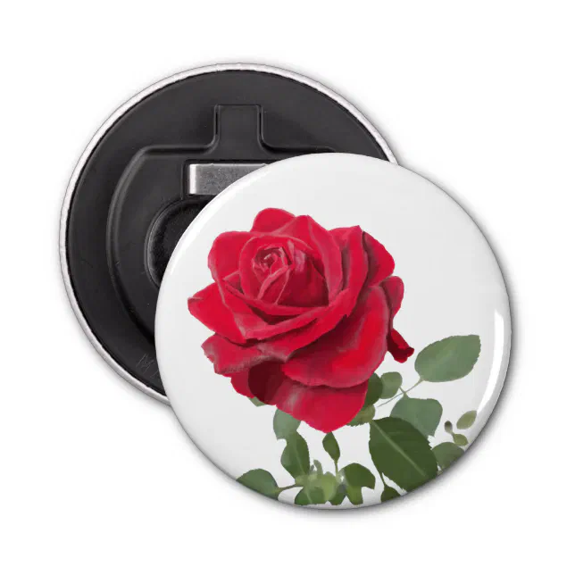 Hand-painted red rose: love symbol bottle opener