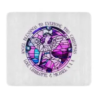 Purple Christmas Angel Blessings Stained Glass Cutting Board