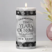 Elegant 10th Tin Wedding Anniversary Celebration Pillar Candle