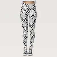 Checkerboard Pizza Parlor Pizzeria Female Chef Leggings