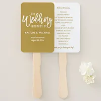 Wedding Program Fans | Brush Script (Gold)