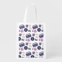 Retro 1980's Era Music Nostalgic Grocery Bag