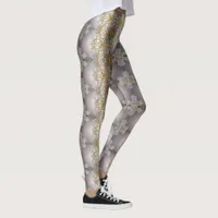 Gold And Silver Lace Tapestry Kaleidoscope  Leggings