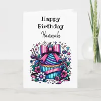 Personalized Cupcake and Coloring Page Birthday Card