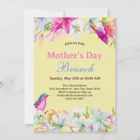 Cute Watercolor Floral Yellow Mother's Day Brunch Invitation