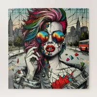 Grunge Art | Fractured Woman Abstract Jigsaw Puzzle