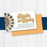 Gold Navy Blue Retro Sunflower Books for Baby Enclosure Card