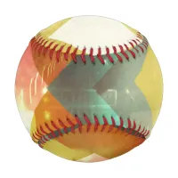 Seventies Orange Abstract Techno Triangles Baseball