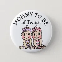 Mom to be of Twins, Baby Shower Button