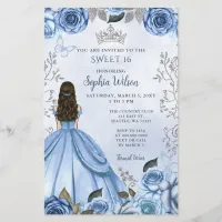 Budget Dusty Blue Silver Floral Princess Sweet 16