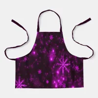 Deep Purple Bright Snowflakes Holidays Small Apron