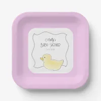 Cute Duck Hand Drawn Gender Neutral Baby Shower Paper Plates