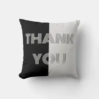 Black and White Op Art Modern Thank You Throw Pillow