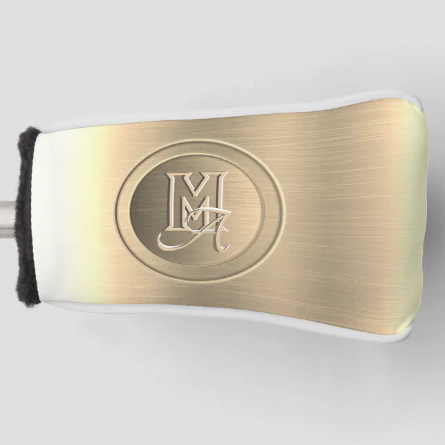 Metallic Gold Steel Engraved Monogram Golf Head Cover
