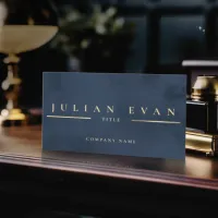 Glamorous Navy Blue Gold Professional Business Card