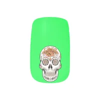 Halloween Sugar Skull Lime Green Gothic Minx Nail Art