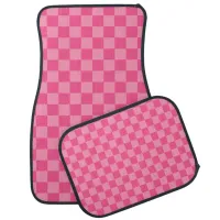 Hot Pink Light Pink Checker Pattern Car Floor Mat