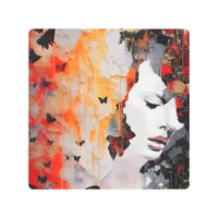  Woman and Butterflies Messy Painting Metal Print