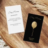 Modern Gold Black Balloon Artist | Event Planner Business Card