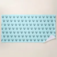 Charming heart pattern in mint green  beach towel