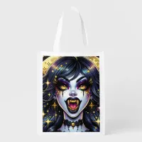Comic Book Style Vampire Halloween Party  Grocery Bag