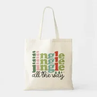 Jingle all the way Retro Groovy Christmas Holidays Tote Bag