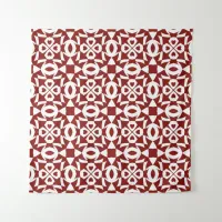 Red And White Geometric Heart Pattern Tapestry