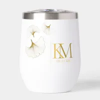 Moonlight Romance Initials Gold ID881 Thermal Wine Tumbler