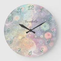 Beautiful Whimsical Colorful Back to School  Large Clock